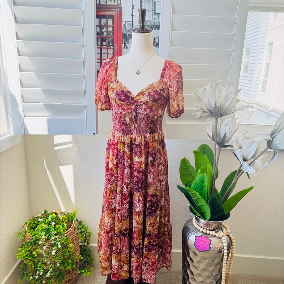 LC Lauren Conrad Dresses & Skirts - LC Lauren Conrad. Size S.  Red and Pink Floral Maxi Dress